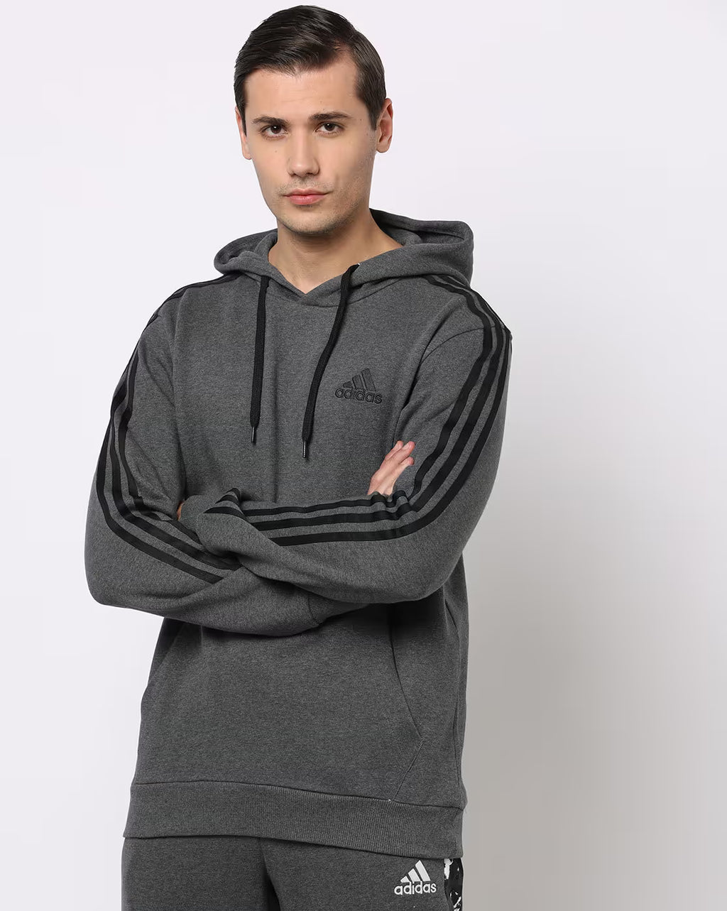 Adidas Cotton Full Sleeves Striped Sweatshirt for Men
