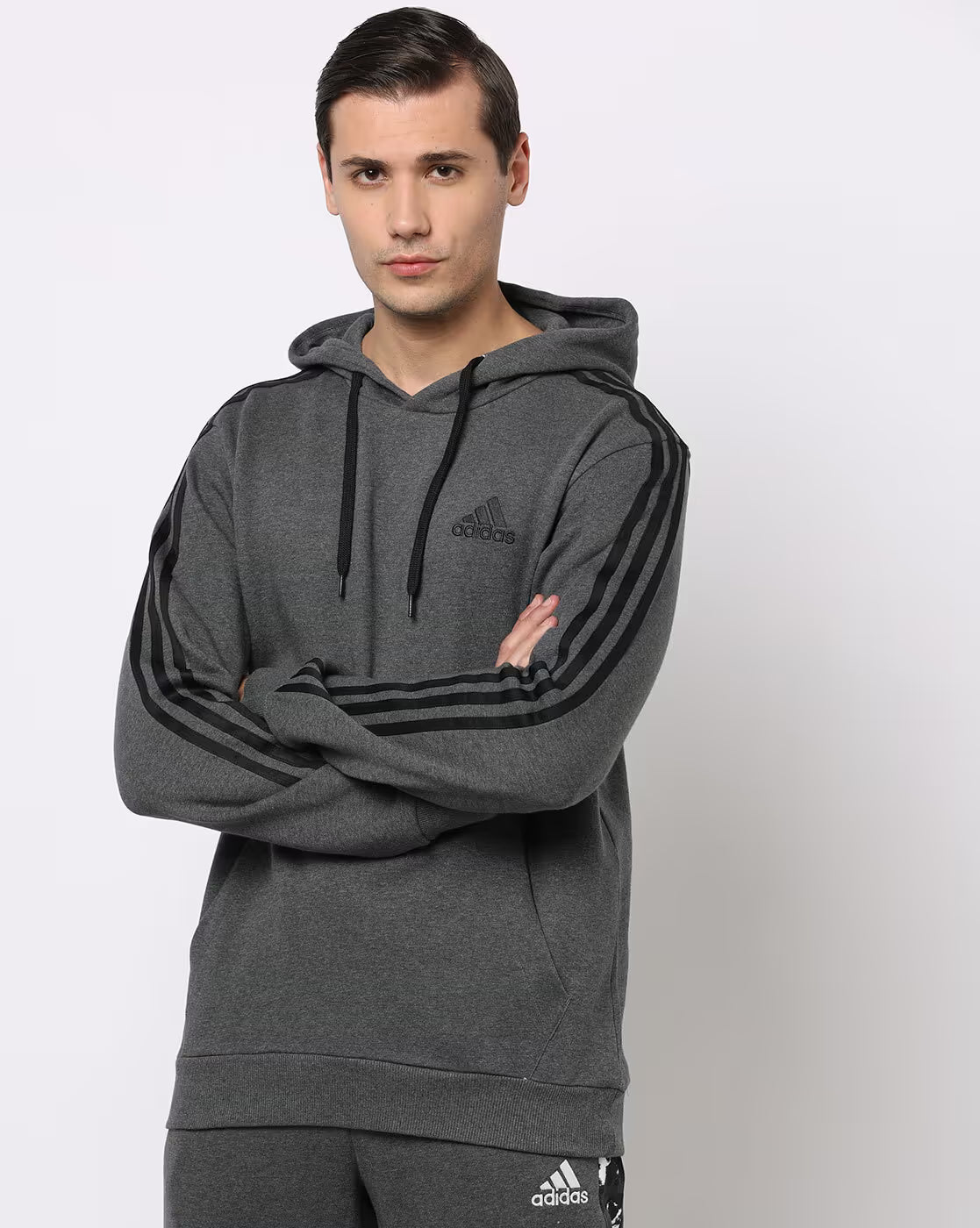 Adidas Cotton Full Sleeves Striped Sweatshirt for Men