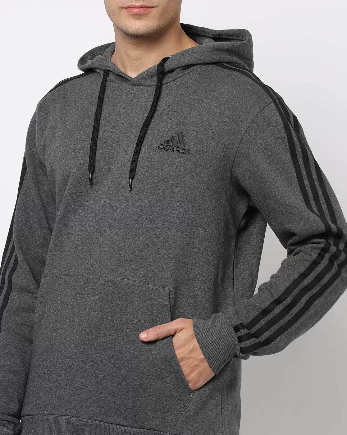 Adidas Cotton Full Sleeves Striped Sweatshirt for Men