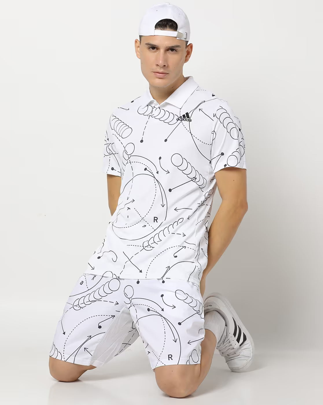 Adidas Men's Polo Neck Short-Sleeves Printed T-Shirt