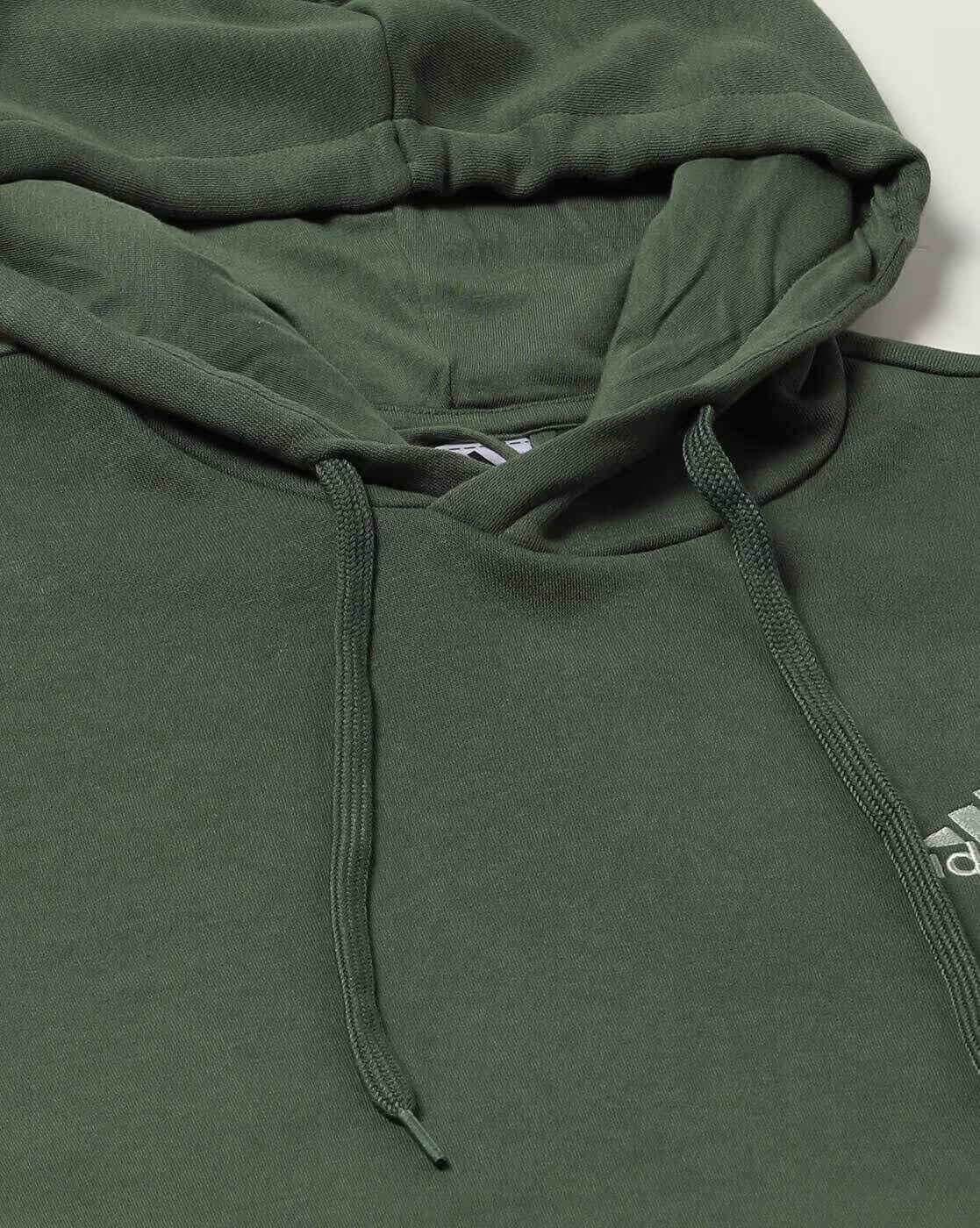 Adidas Men Hooded Full Sleeves Pullover Logo Print Sweatshirt