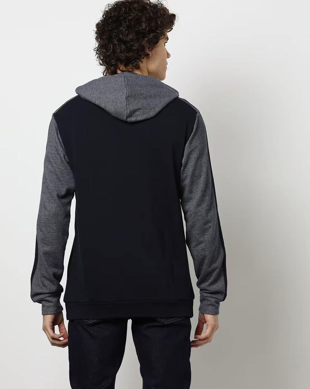 Adidas Men Hooded Full Sleeves Pullover Striped Sweatshirt