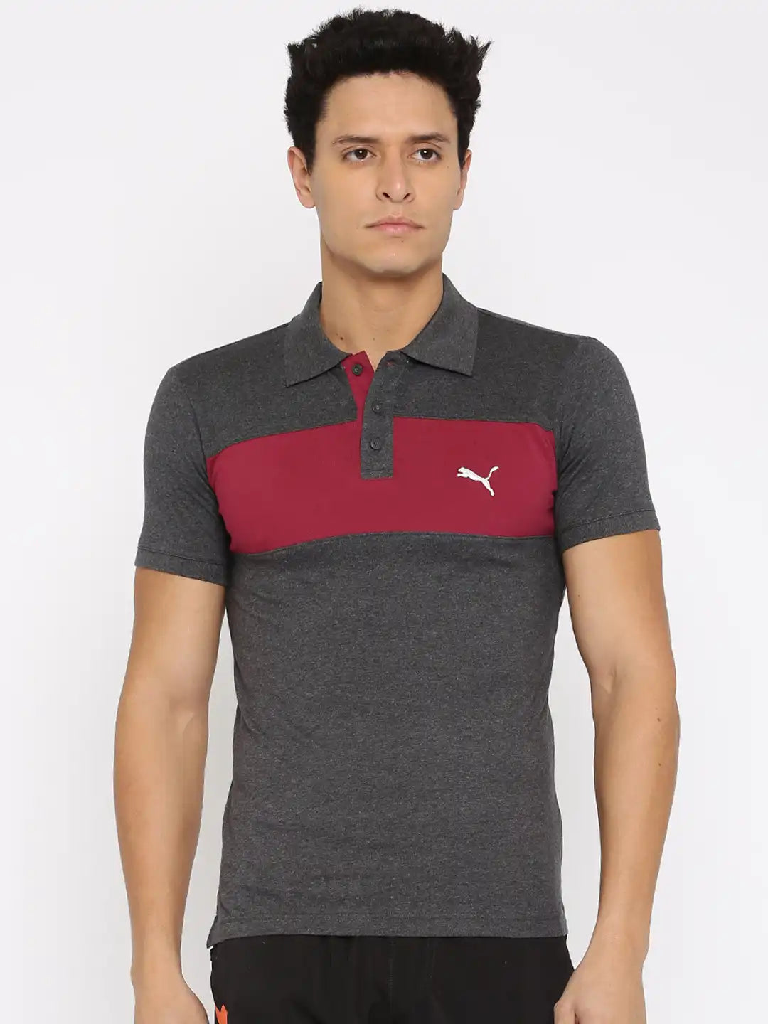 Puma Men's Colorblock Polo Dark Gray Heat