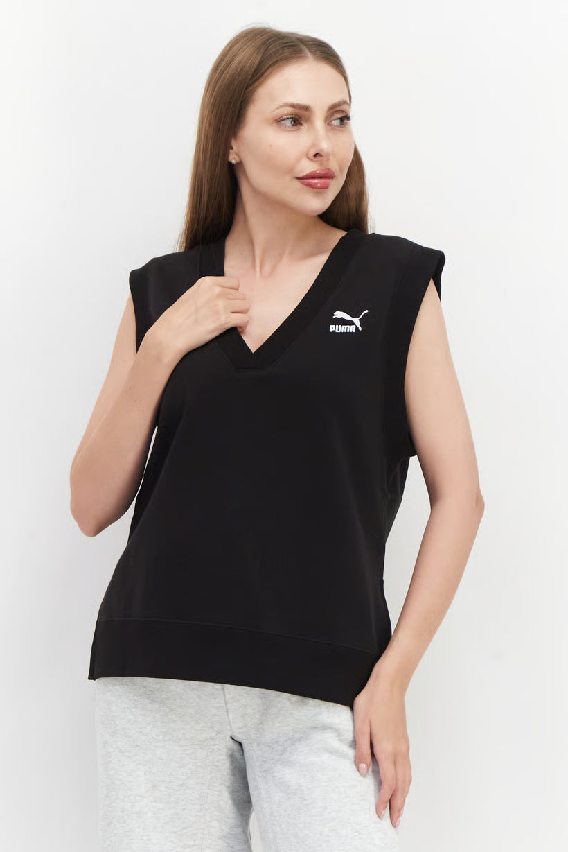 Puma Women's Solid Sleeveless Sweater Black