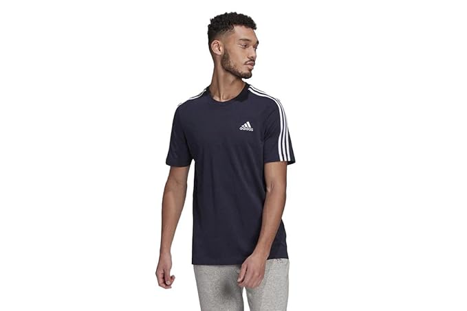 Adidas Men Crew Neck Short Sleeve Striped T-Shirt