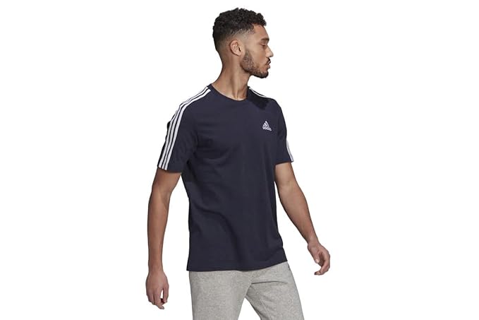 Adidas Men Crew Neck Short Sleeve Striped T-Shirt
