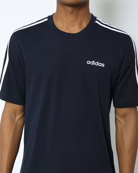Adidas Striped T-Shirt Blue