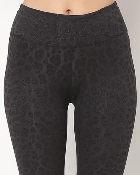 Nike Women's Dri-FIT One Glitter Leopard Mid-Rise Tights