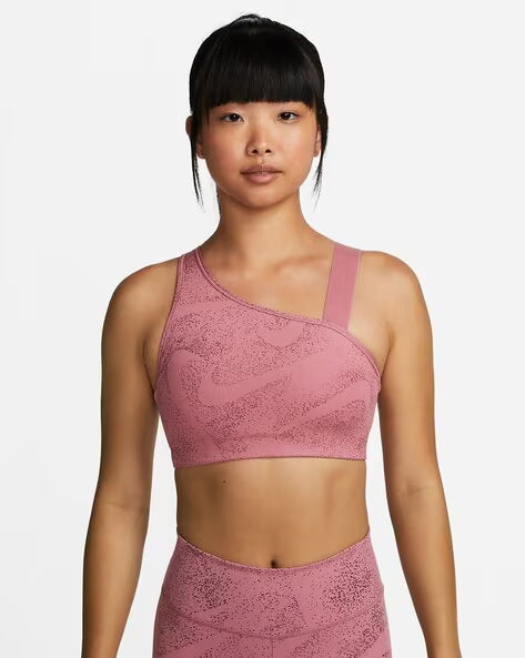 Nike Dri-FIT Swoosh Asymmetrical All-Over Print Bra