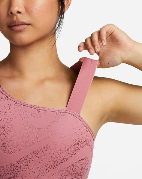 Nike Dri-FIT Swoosh Asymmetrical All-Over Print Bra