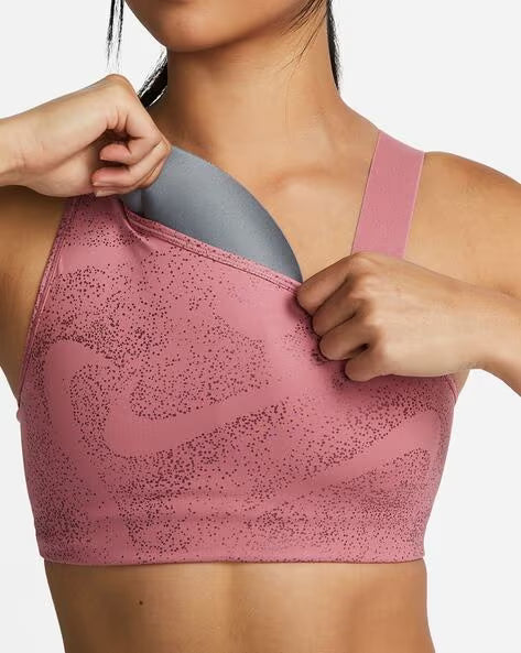 Nike Dri-FIT Swoosh Asymmetrical All-Over Print Bra