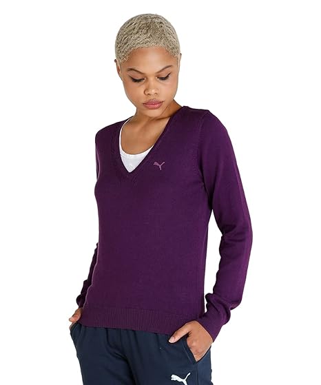 Puma Women's Solid Long Sleeve Sweater in Plum