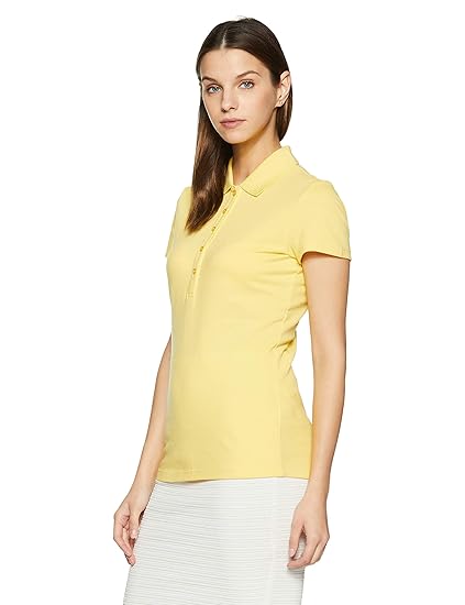 Puma Women's Solid Polo in Lemon Drop