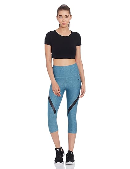 Puma Women's WT PWRSHAPE Knee Capri Blue Tights