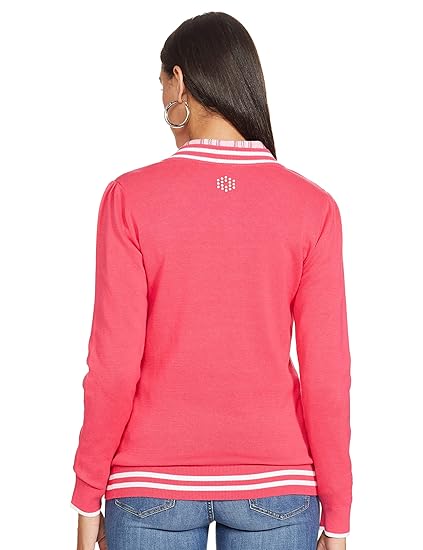 Puma Women's V-Neck Sweater in Raspberry White