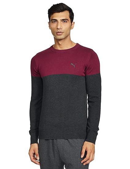 Puma Men's Color Block Long Sleeve Sweater Dark Green