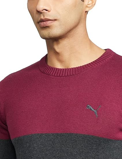 Puma Men's Color Block Long Sleeve Sweater Dark Green
