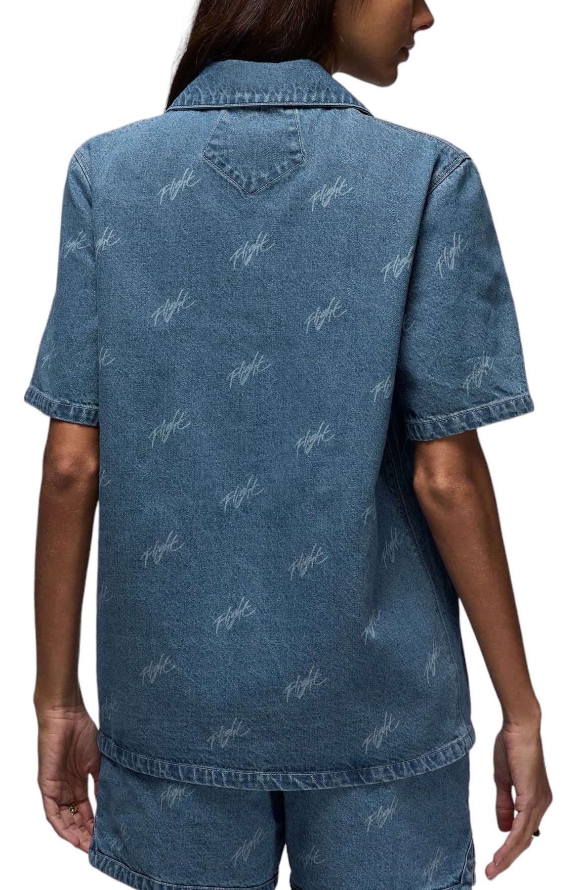 Nike Jordan Women's Short Sleeve All-Over Print Woven Top