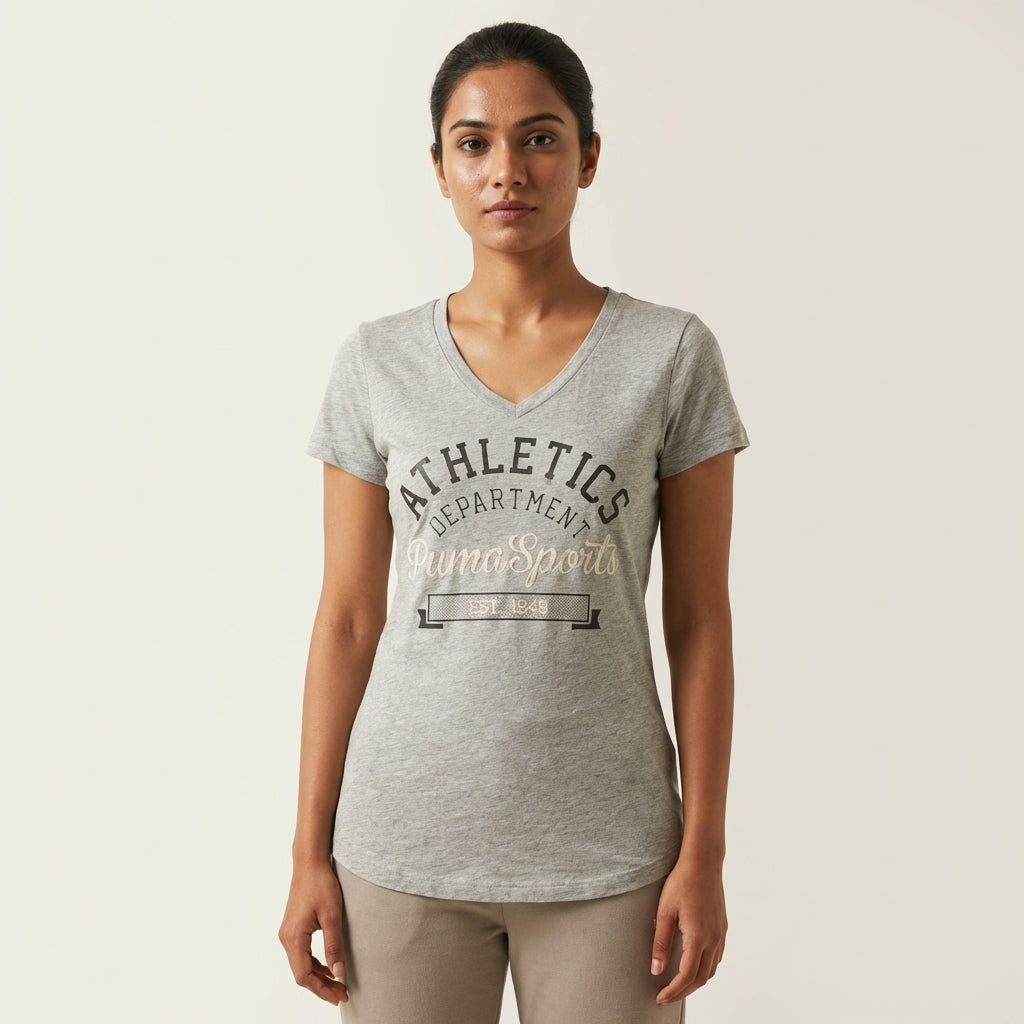 Puma Women's Varsity Tee Light Gray Heather