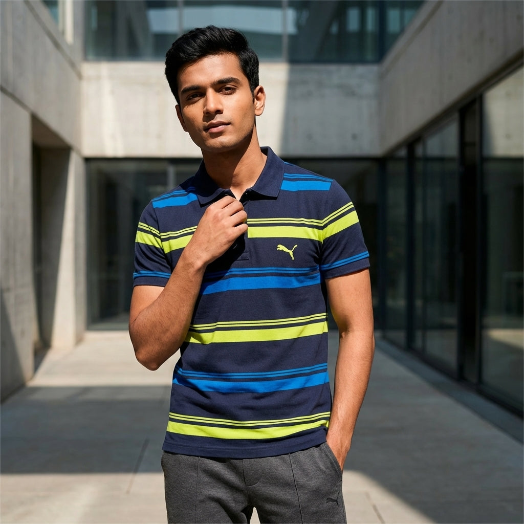 Puma Iconic Stripe Pique Polo Peaco