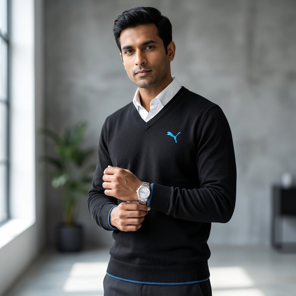Puma Men's Long Sleeve Solid Sweater Mazarin