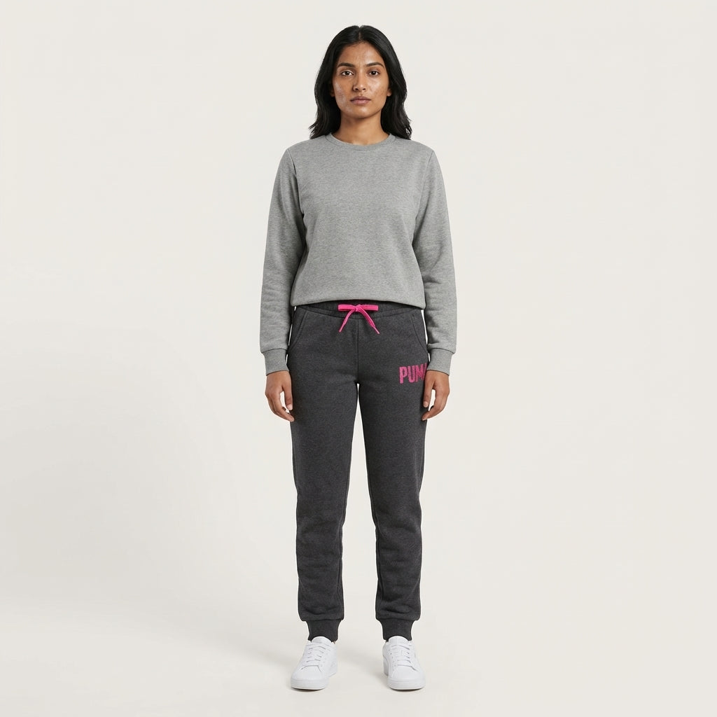 Puma Women's Dark Grey Knitted Sweatpants