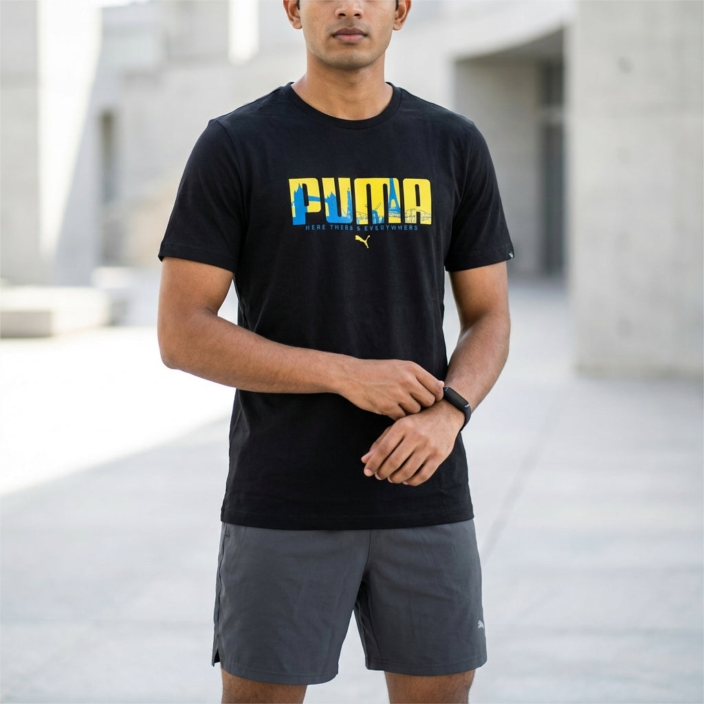Puma City Logo Fill Tee Black