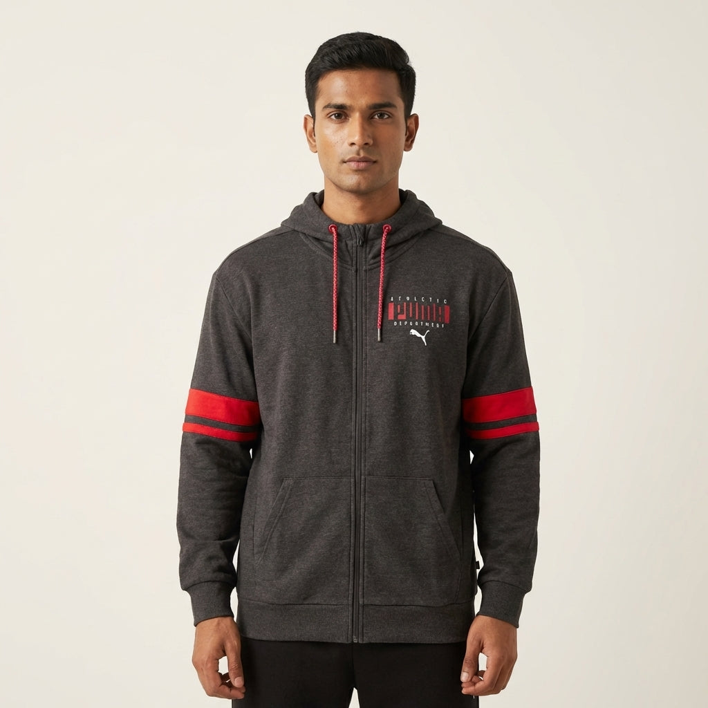 Puma Men's Athletic Full-Zip Hoodie Dark Gray Heather