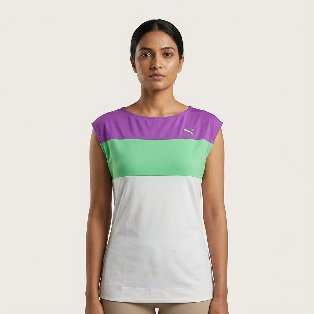 Puma SS Colorblock Pullover Top White