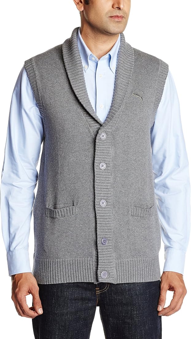 Puma Men's S/L Cardigan Medium Gray
