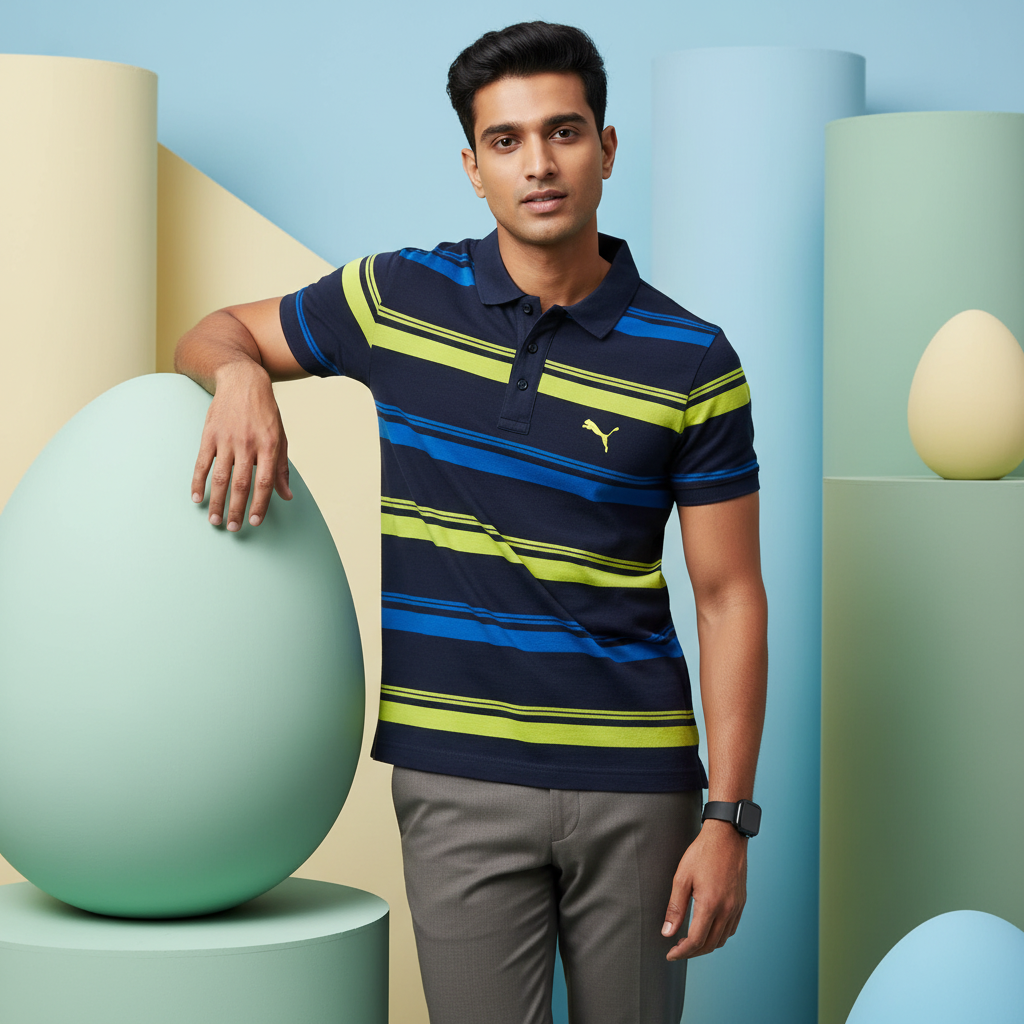 Puma Iconic Stripe Pique Polo Peaco