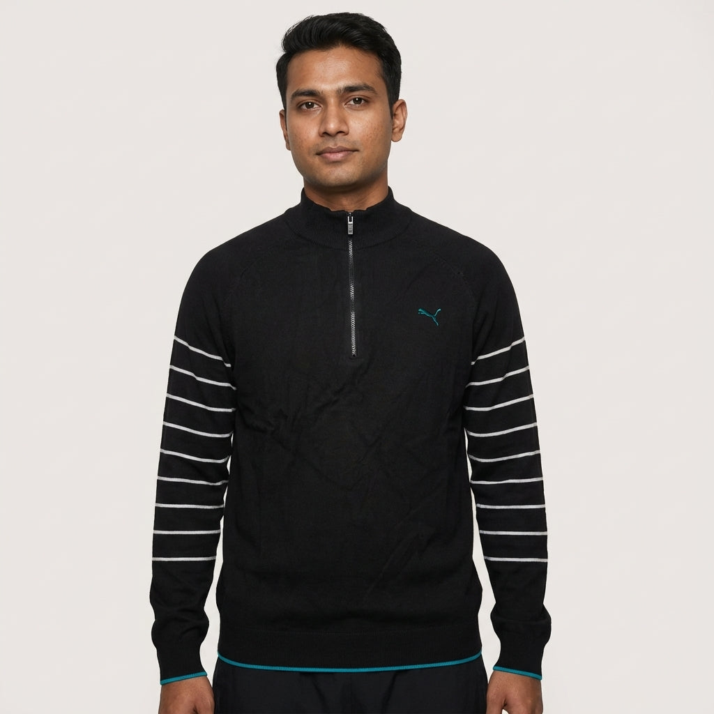 Puma Men's 1/4 Zip Novelty Sweater Performance Tee Black
