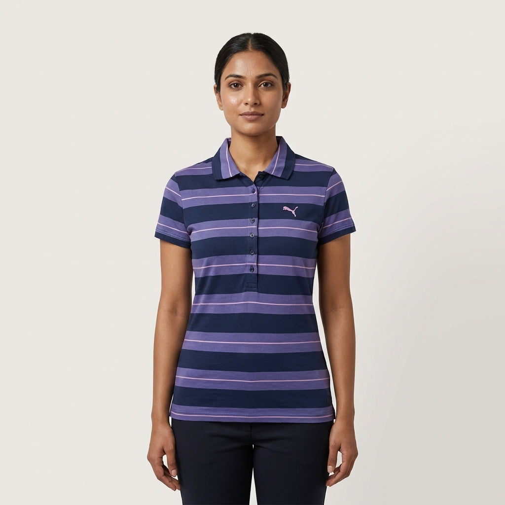 Puma Women's Striped Polo Medieval Blue-Violet