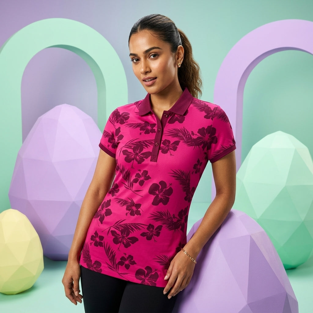 Puma Women's AOP Rose Red Polo