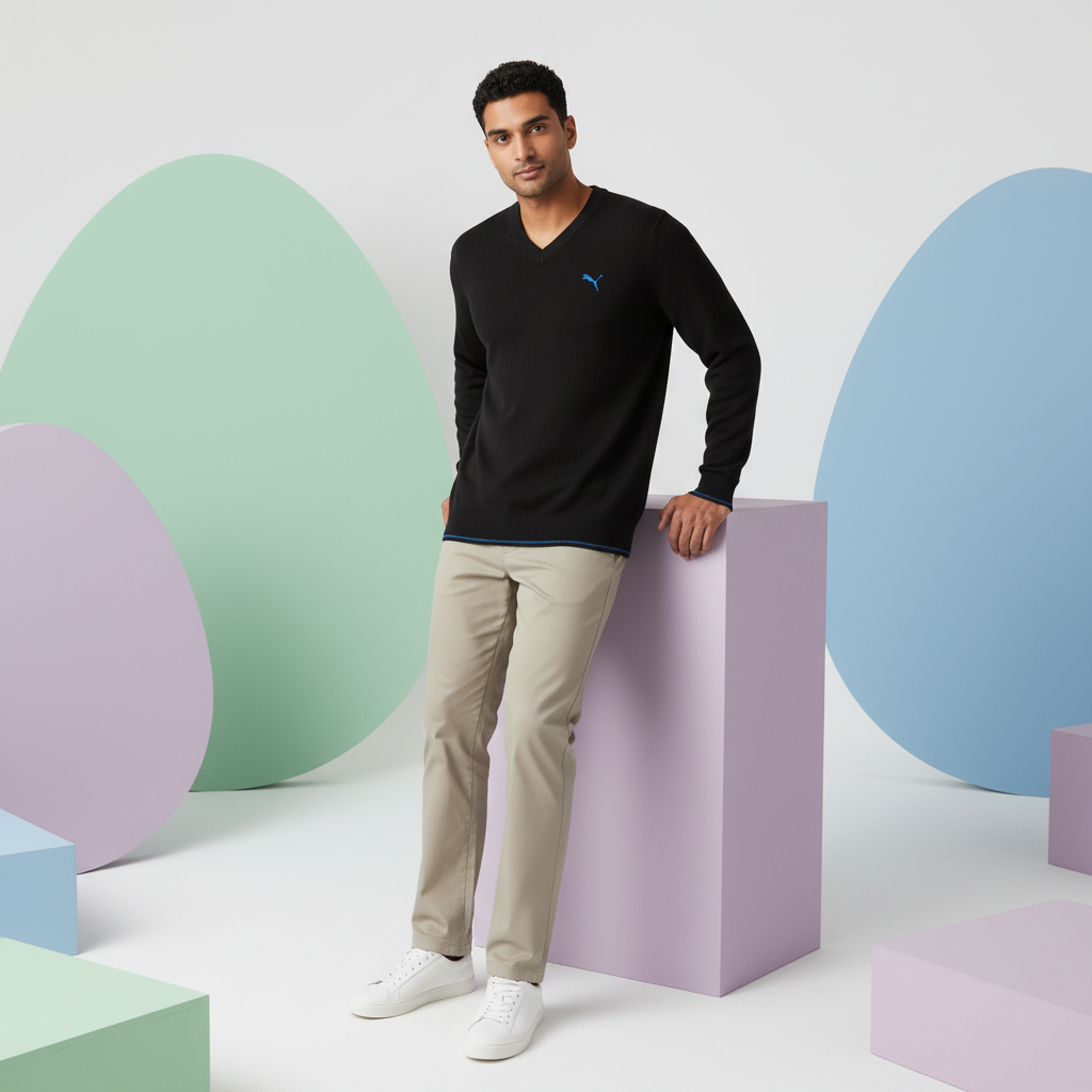 Puma Men's Long Sleeve Solid Sweater Mazarin