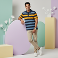 Puma Striped Pique Polo Blue Wing T