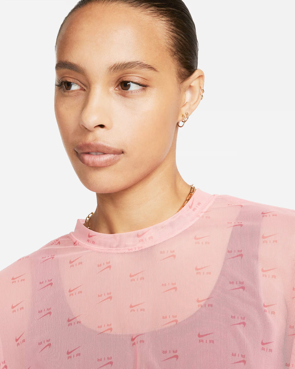 Nike Sportswear Air All Over Print Mesh Short Sleeve Crop Top