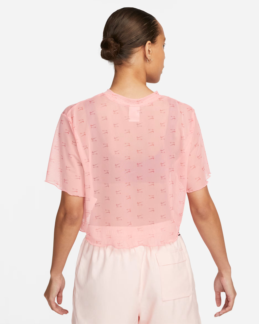 Nike Sportswear Air All Over Print Mesh Short Sleeve Crop Top