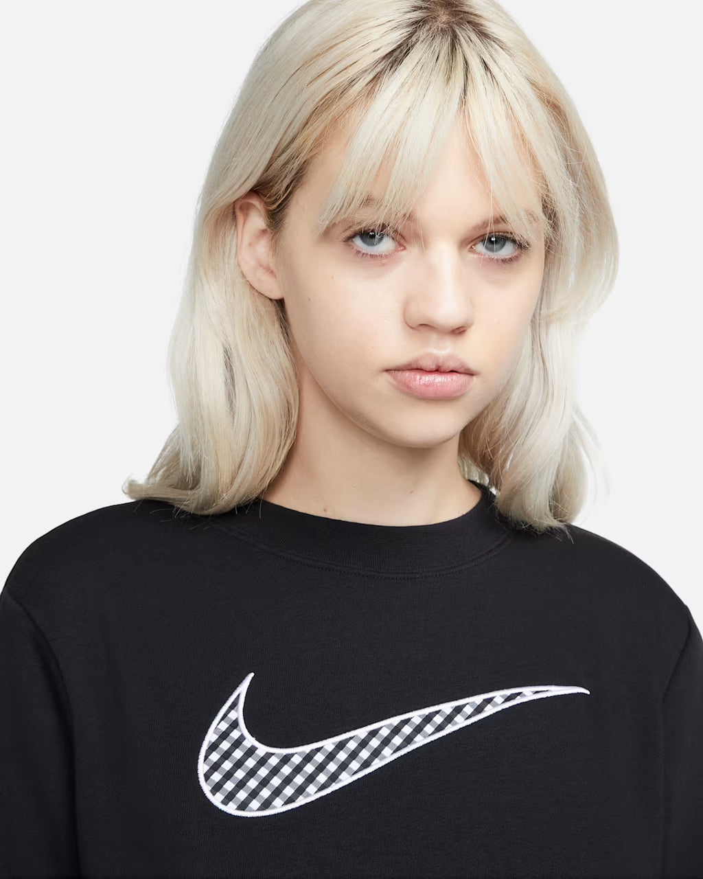 Nike Sportswear  Gingham Fleece Crewneck Pullover