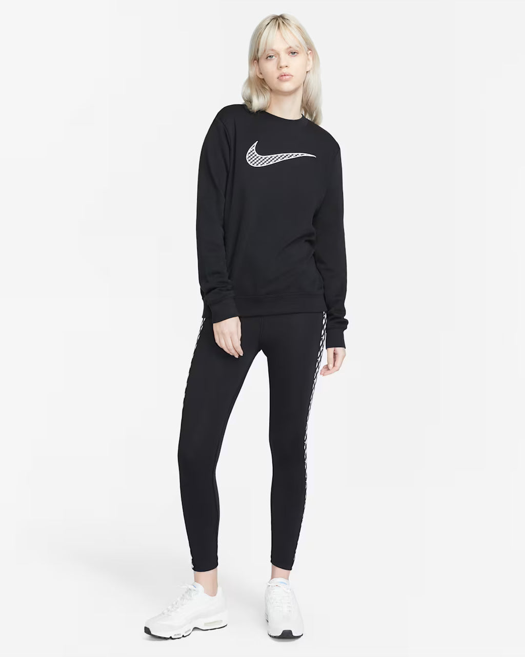 Nike Sportswear  Gingham Fleece Crewneck Pullover