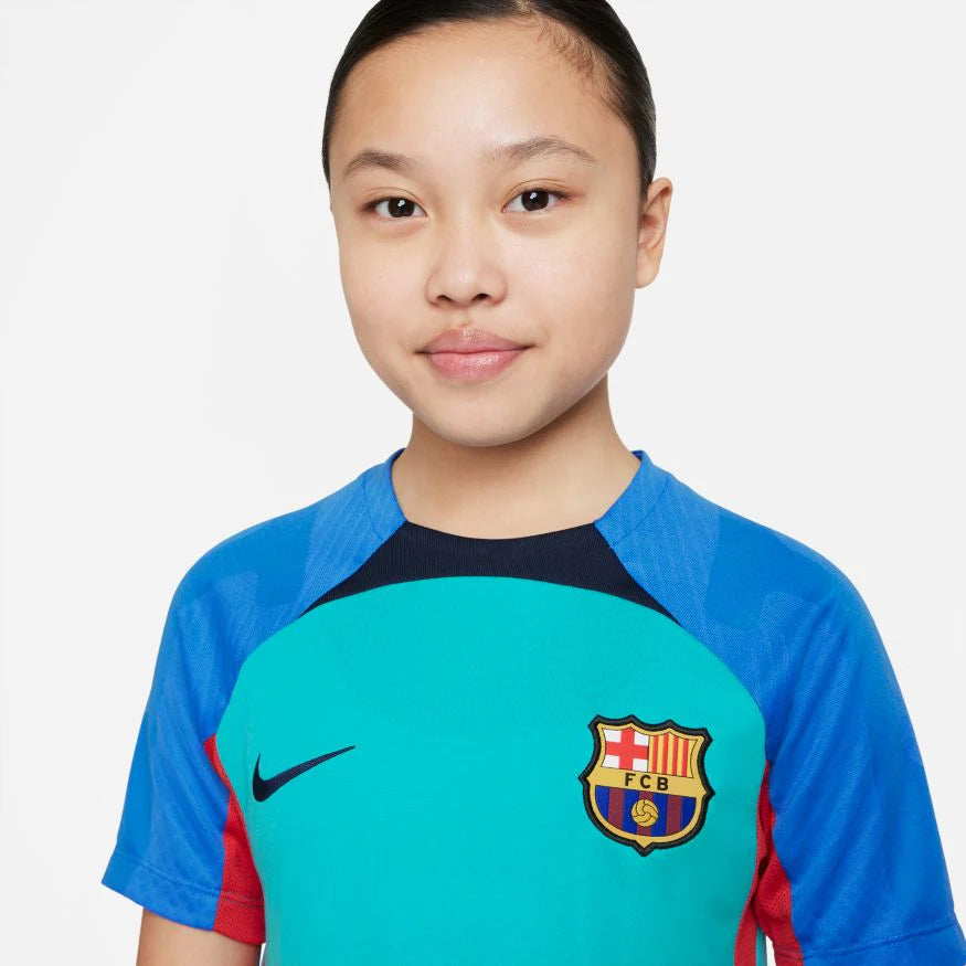 Nike FC Barcelona Youth Strike Short-Sleeve Dri-FIT Top