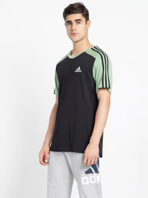 Adidas Men Crew Neck Short Sleeve Striped T-Shirt