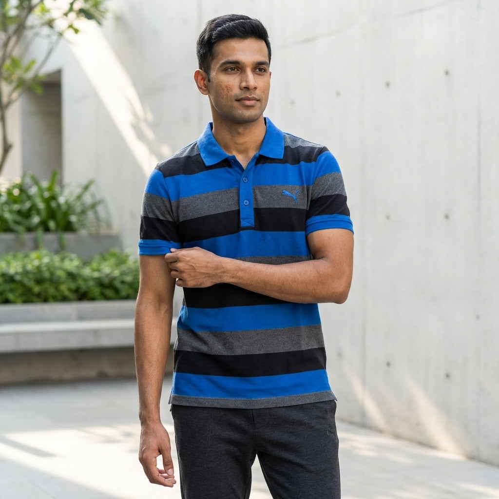 Puma FUN Stripe Pique Polo Sodalite