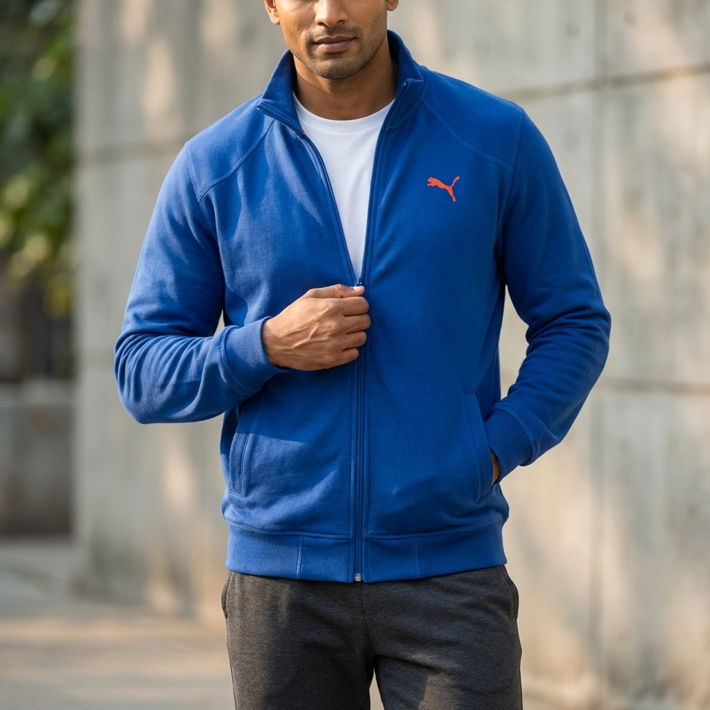 Puma Men's Sweat Jacket in Mazarine Blue