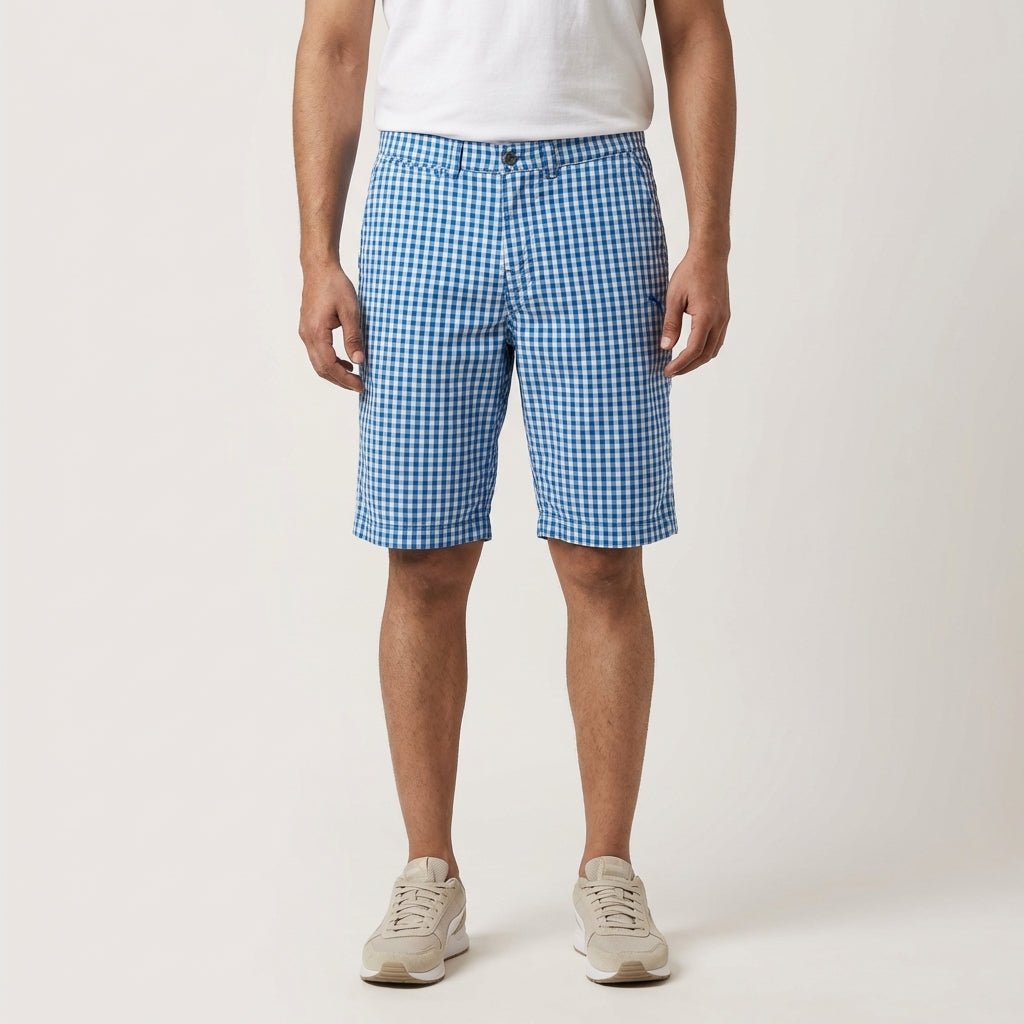 Puma Woven Check Shorts Victoria Blue