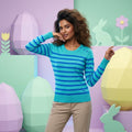Puma Women's Striped Knitted Sweater Blue Turquoise