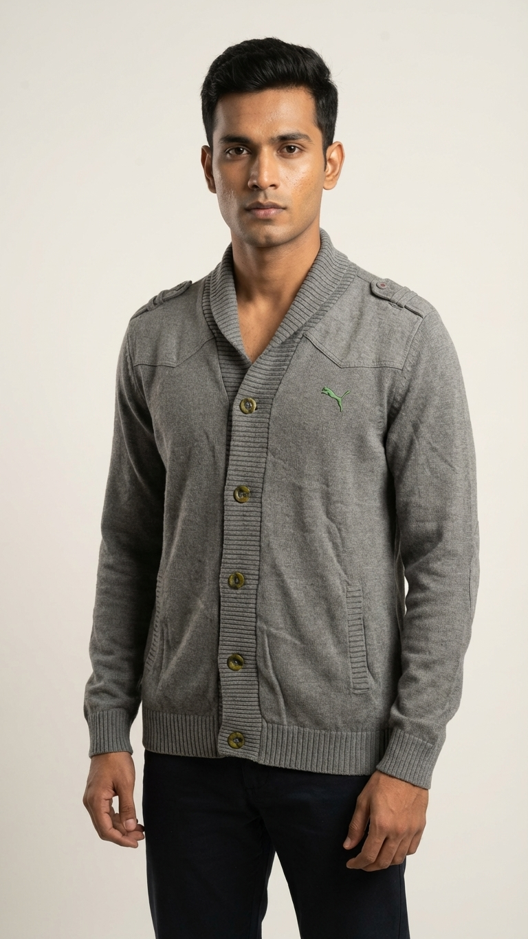 Puma Men's Cardigan Medium Gray Heather