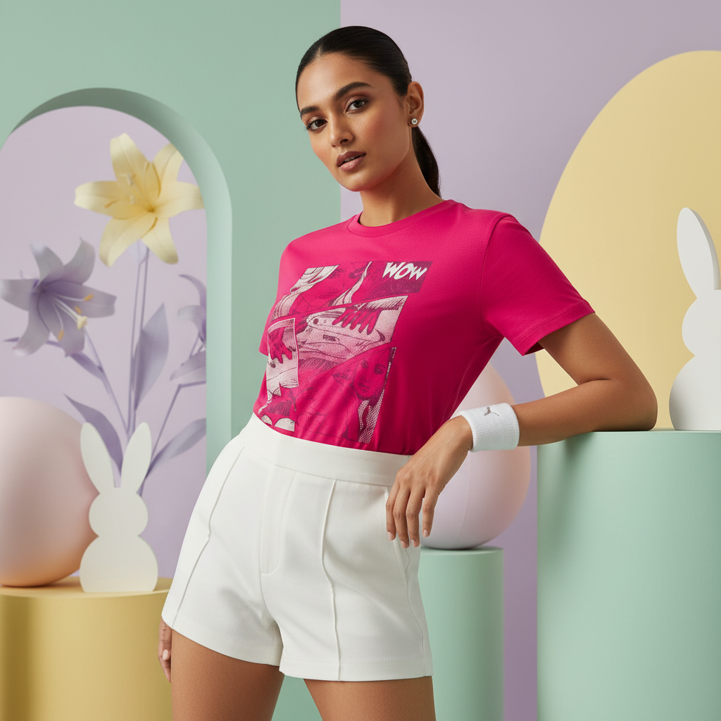 Puma Comic Strip Tee Fuchsia Purple
