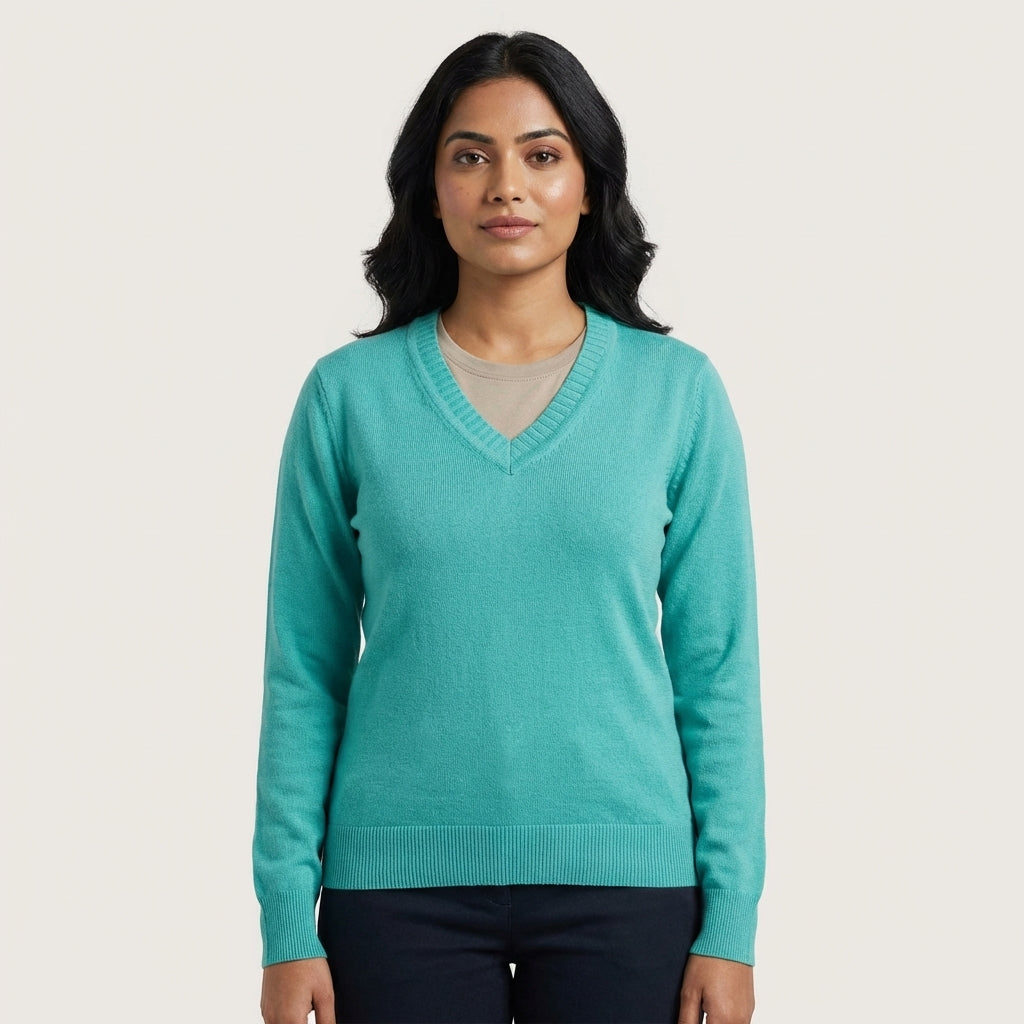 Puma Women's Solid Long Sleeve Sweater Blue Turquoise