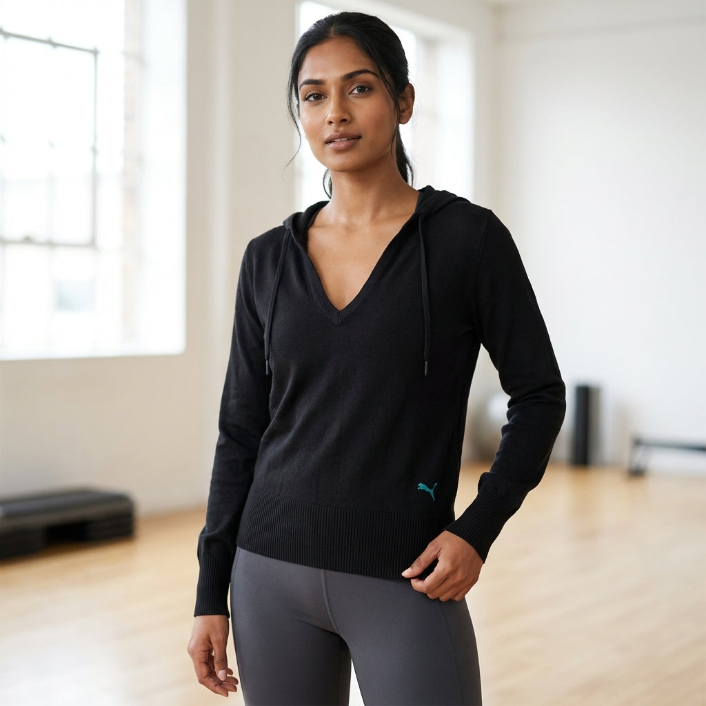 Puma Women's Hooded Knit Top Black